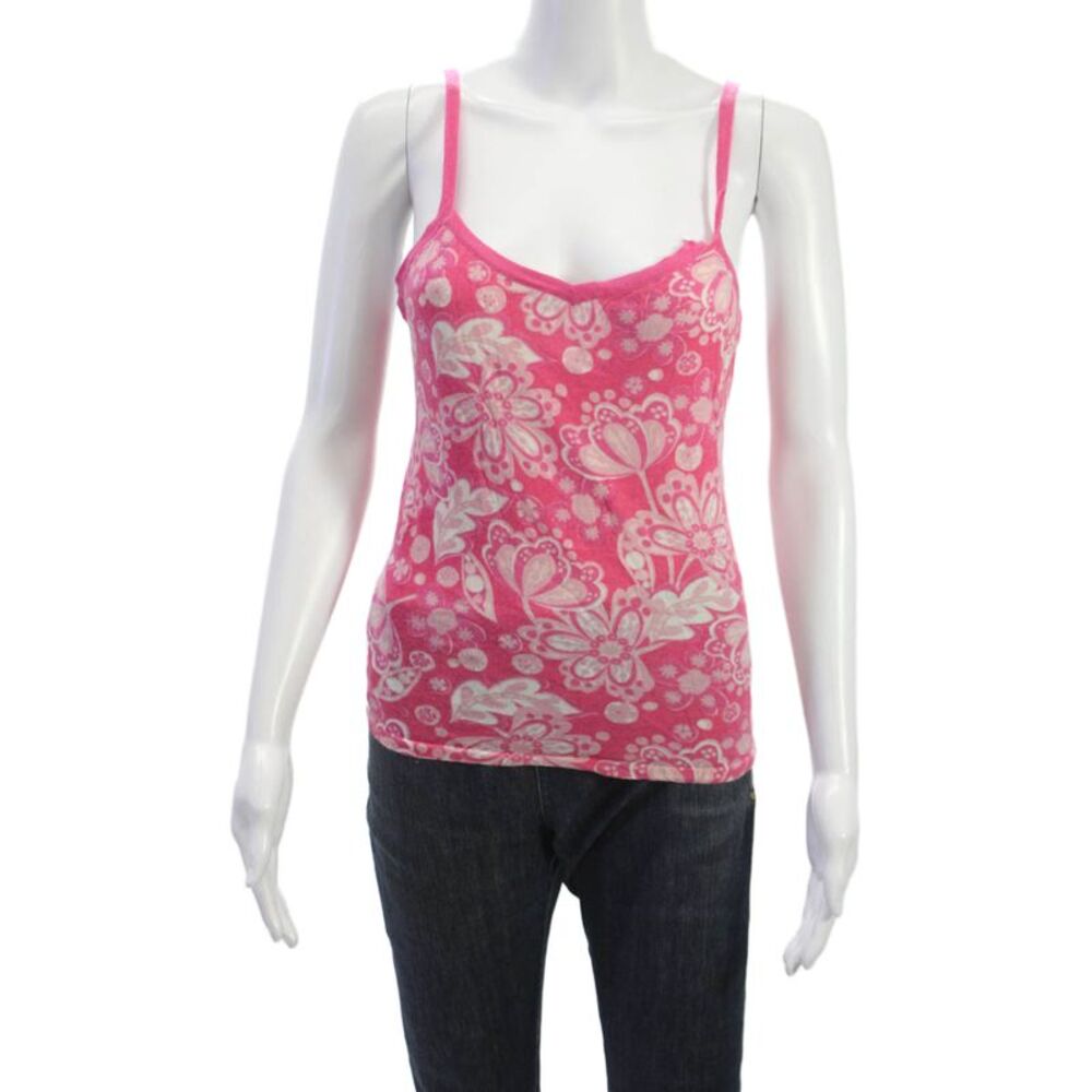 Tse Womens Pink Cashmere Floral V Neck Camisole Size M